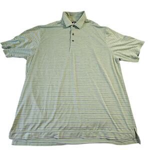 FJ Polo Shirt Size 2XL Green Striped Short Sleeves North Ridge Country Club NC